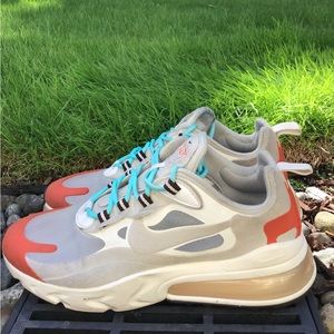 🔥 Nike Womens Air Max 270 React ‘ Mid Century ‘ Light Beige Chalk Orange  s 7🔥